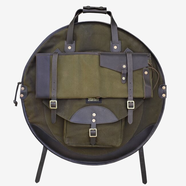 Tackle - BPCB-FGB24 - Backpack Cymbal Case - Forest Green Canvas With Dark Brown Leather 24"