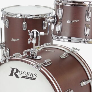 ROGERS Rogers - CLE0320HXDM - Cleveland Series 3-Piece 12/14/20 Shell Pack in Satin Dark Mahogany w/WMP Inlay Hoops