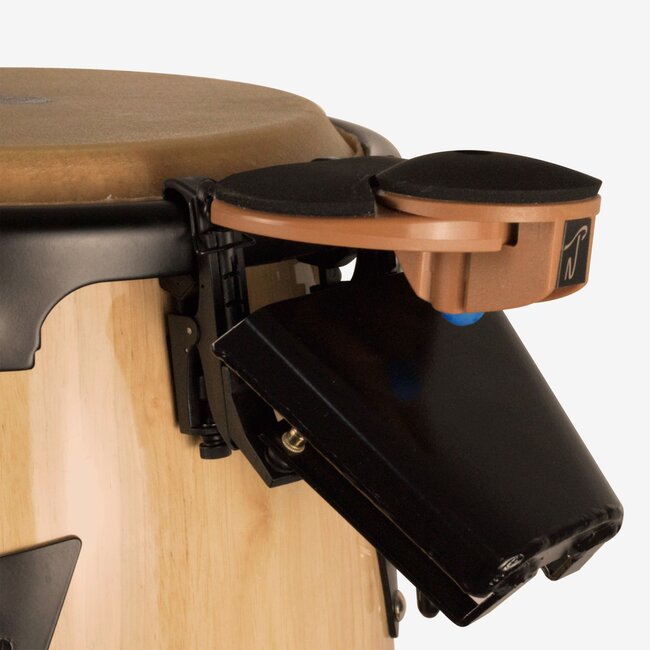 Native Tongue Percussion - RSKRBLA5B - RhymBell Hand Drum Mounted Cowbell with RhymStryker