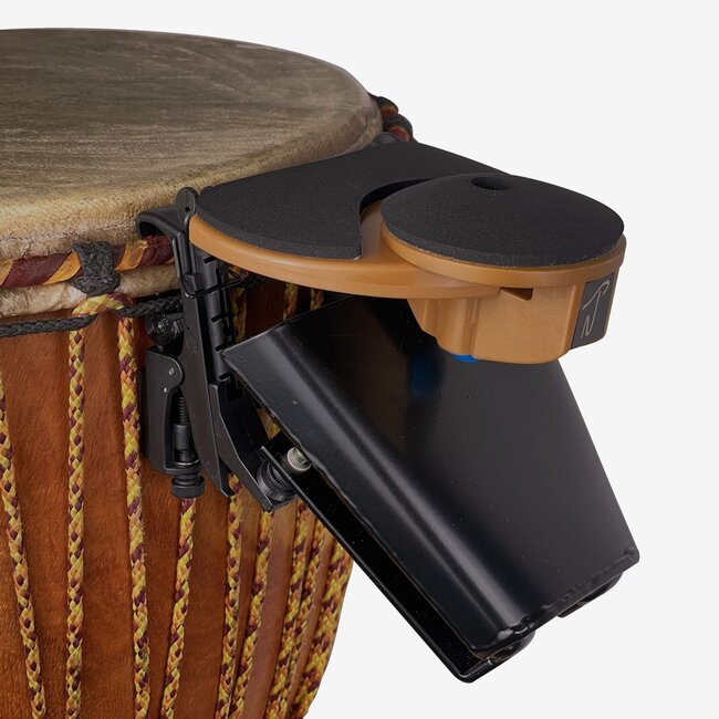 Native Tongue Percussion - RSKRBLA5B - RhymBell Hand Drum Mounted Cowbell with RhymStryker