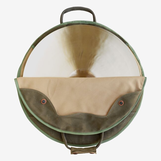 Tackle - TNZCB-WOD24  - Zipperless Canvas Cymbal Case with Shoulder Strap - 24" in Olive Drab, Large Pocket holds 4 cymbals, Small Pocket Holds Hi-Hats up to 16"
