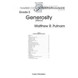 Carl Fischer Music Generosity - by Matthew R. Putnam