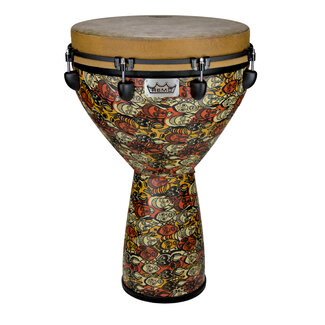 Remo Remo - DJ-0016-LM- - Djembe, Mondo, Key-Tuned, 16" X 27", Skyndeep Fiberskyn, Contour Tuning Brackets, Multi-Mask Finish