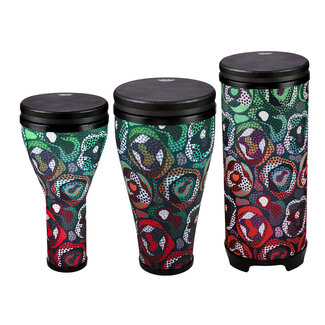 Remo Remo - DP-2510-AA-68 - Festival Drum Combo Pack, Djembe 10", Timbau 10", Tubano 10", Black Suede Fliptop Replaceable, Tribal Green