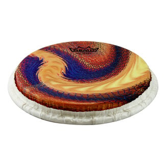 Remo Remo - M9-0900-S5-SD004 - **Special Order**, Bongo Drumhead, Tucked, 9", Skyndeep, "Serpentine Day" Graphic