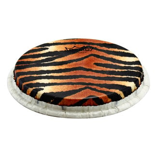 Remo Remo - M9-0900-S5-SD007 - **Special Order**, Bongo Drumhead, Tucked, 9", Skyndeep, "Tiger Stripe" Graphic