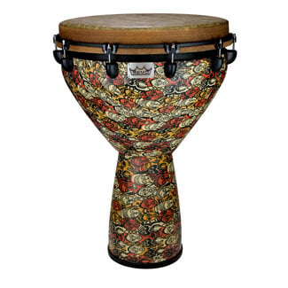Remo Remo - DJ-0018-LM- - Djembe, Mondo, Key-Tuned, 18" X 28", Skyndeep Fiberskyn, Contour Tuning Brackets, Multi-Mask Finish