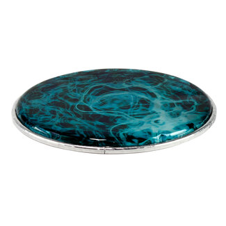 Remo Remo - DA-4390-SD-SC018 - **Special Order**, Doumbek Drumhead, Dx Series, Skyndeep, Clear Tone, 9" Diameter, 3/8" Collar, Crimped Hoop, 'Turquoise Mist' Graphic
