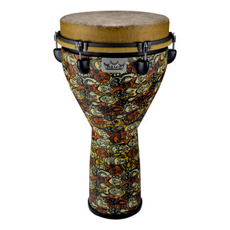 Remo Remo - DJ-0012-LM- - Djembe, Mondo, Key-Tuned, 12" X 24", Skyndeep Fiberskyn, Contour Tuning Brackets, Multi-Mask Finish
