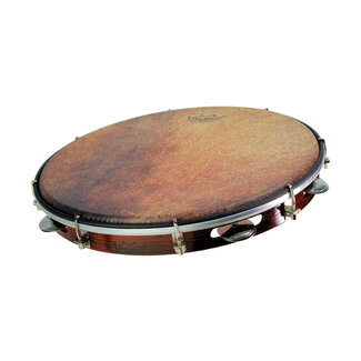 Remo Remo - PD-8213-81-SD013 - Drum, Pandurello, 13" X 1.75", Key-Tuned, Skyndeep Goat Brown, Chrome Jingles, Antique Brown Finish
