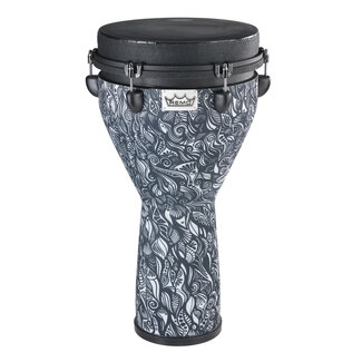 Remo Remo - DJ-0012-AB-008 - Djembe, Artbeat Artist Collection, Key-Tuned, 12" X 24", Black Suede, Contour Tuning Brackets, Aux Moon, Artwork By Aric Improta
