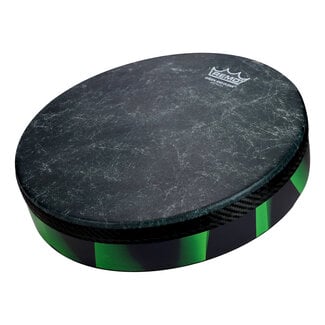 Remo Remo - HD-8612-41- - Frame Drum, 12" Diameter, 2" Depth, Skyndeep Black Fiberskyn, Green And Clean