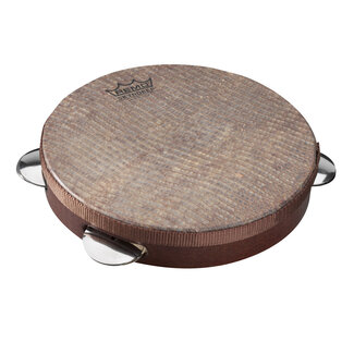 Remo Remo - PD-8110-81-012 - Pandeiro, Capoeira Pandeiro, 10" X 1.75" Fixed Skyndeep Snake Skin, Ultratac Graphic Head, Antique Brown Finish