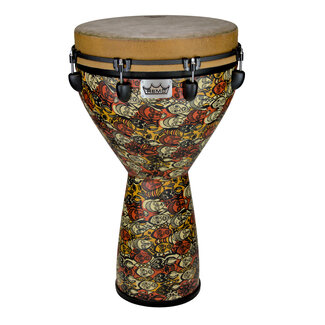 Remo Remo - DJ-0014-LM- - Djembe, Mondo, Key-Tuned, 14" X 25", Skyndeep Fiberskyn, Contour Tuning Brackets, Multi-Mask Finish