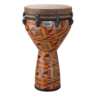 Remo Remo - DJ-0014-PM- - Djembe, Mondo, Key-Tuned, 14" X 25", Skyndeep Fiberskyn, Contour Tuning Brackets, Kintekloth Finish