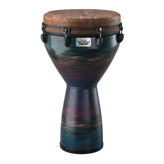Remo Remo - DJ-0114-22-SN014 - Djembe, Mondo, Infinity, Key-Tuned, 14" X 25", Skyndeep Natural, Goat Stripe Brown, Contour Tuning Brackets, Eco-Grain Multicolor Finish