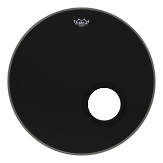 Remo Remo - P3-1024-ES-DM - Bass Drum, Powerstroke 3, Ebony, 24" Diameter, 5" Black Dynamo Installed