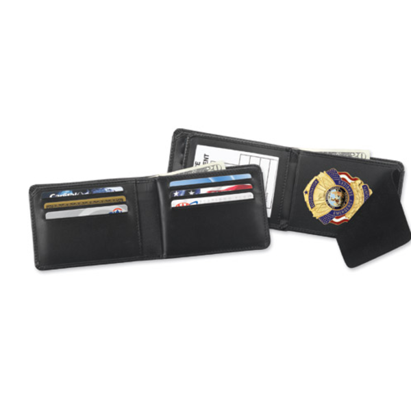 Strong Leather Horizontal Hidden Badge Wallet