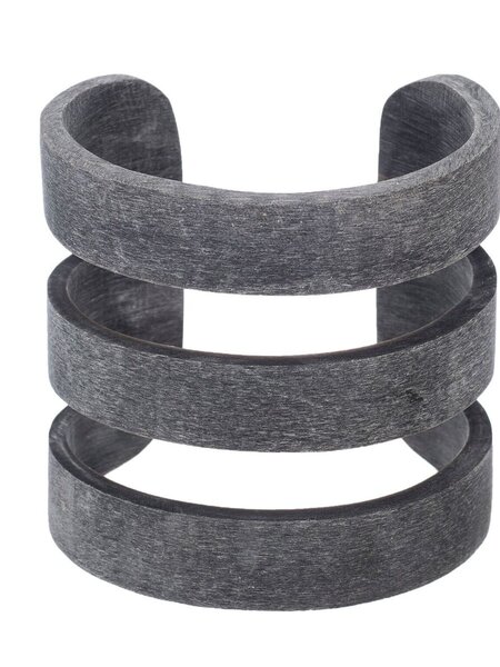 BUFFALO HORN Silver & White Lacquer Bangle   VV