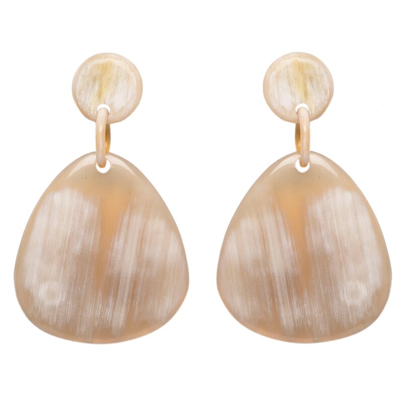 Light Drop Buffalo Horn Earrings