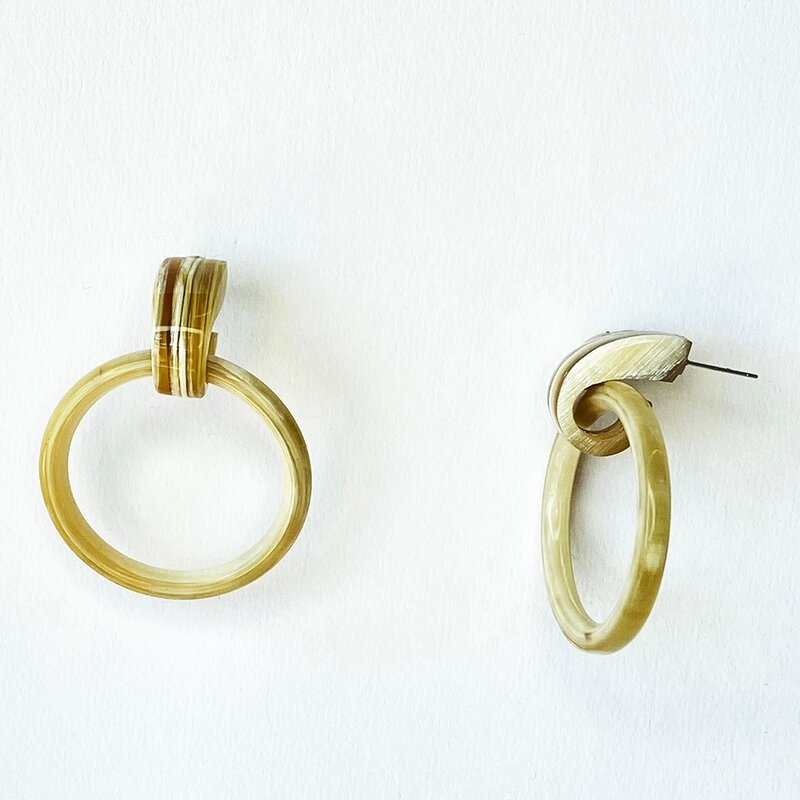 Small Circle Buffalo Horn Earring