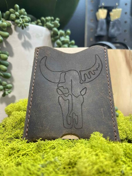 BUFFALO LEATHER HANDMADE  CC Wallet -  Black    PaHi