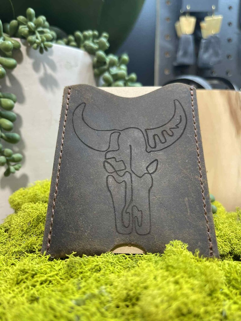 BUFFALO LEATHER HANDMADE  CC Wallet -  Black    PaHi