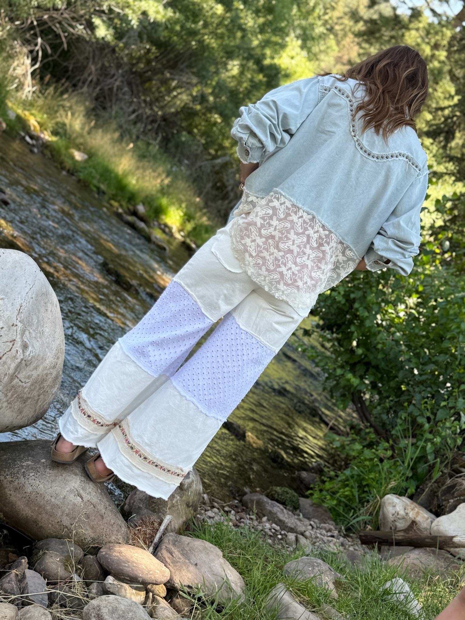 STUDDED & LACE BOHO Long Sleeve Shirt