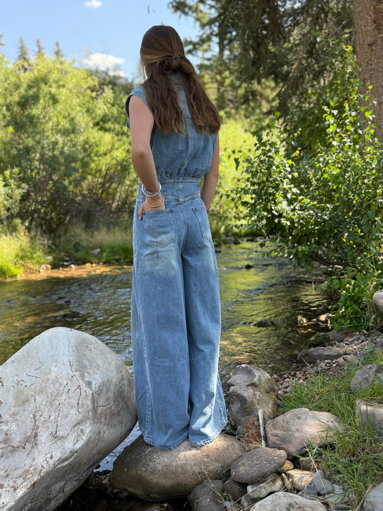 DENIM SLEEVELESS Jumpsuit