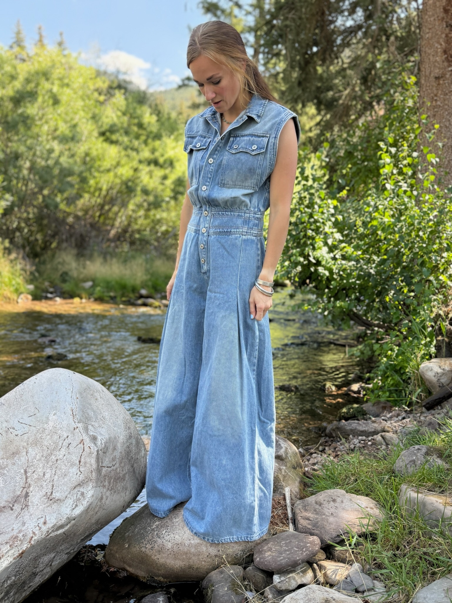 DENIM SLEEVELESS Jumpsuit