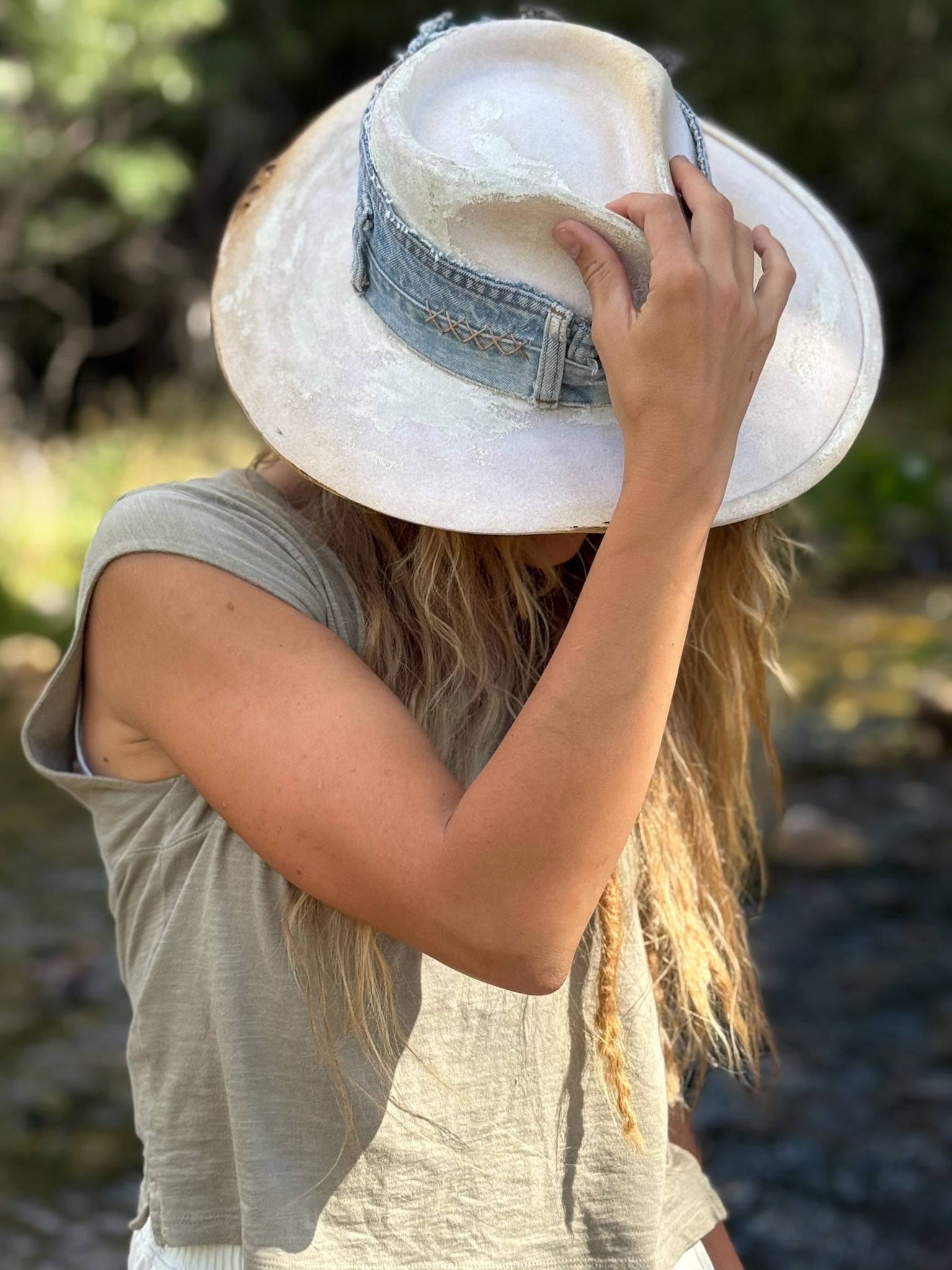 DENIM SKY Leather Hat by Kayla