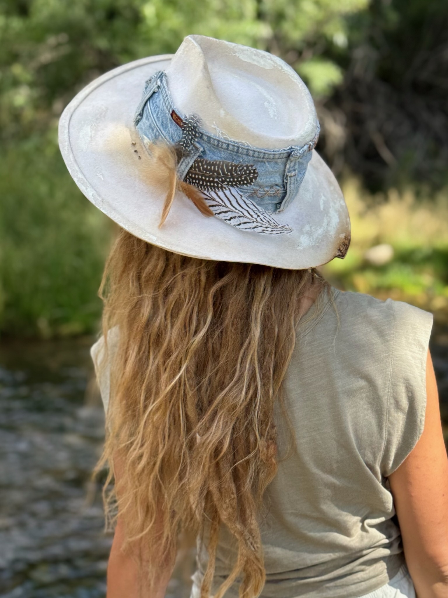 DENIM SKY Leather Hat by Kayla