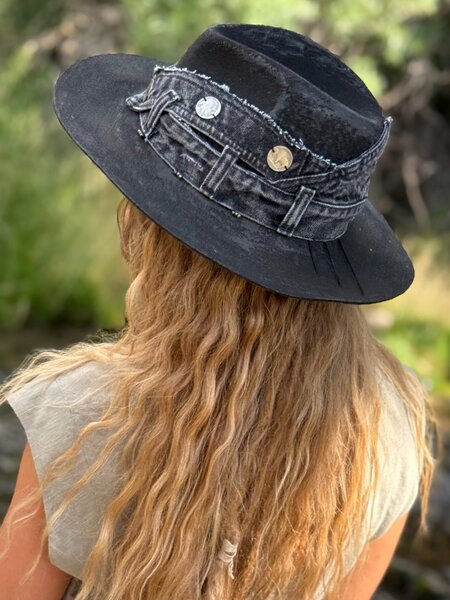 PEWTER BUFFALO  Leather Hat by Kayla