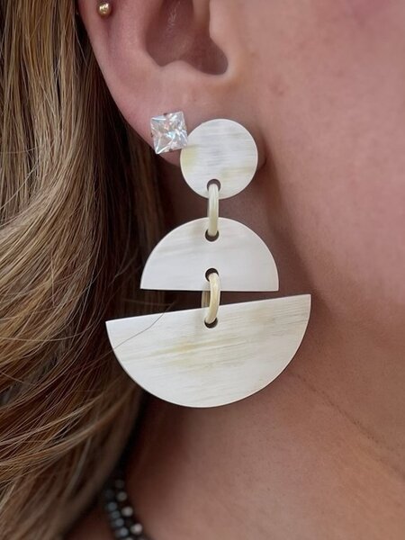 BUFFALO HORN - Divided Disc Earrings