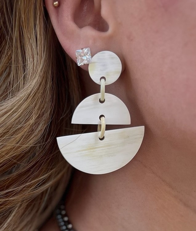 BUFFALO HORN - Divided Disc Earrings