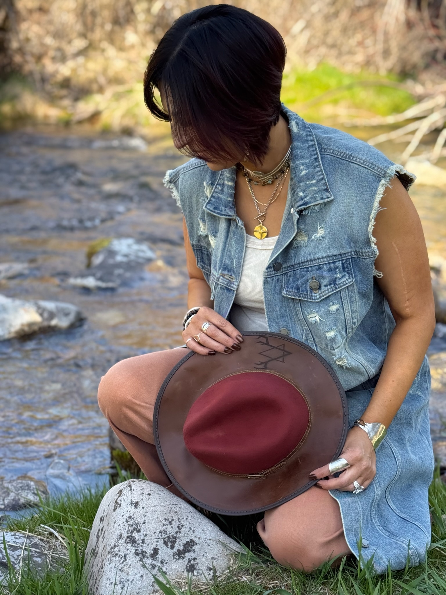 STAR of 89 DISTRESSED DENIM Long Jacket