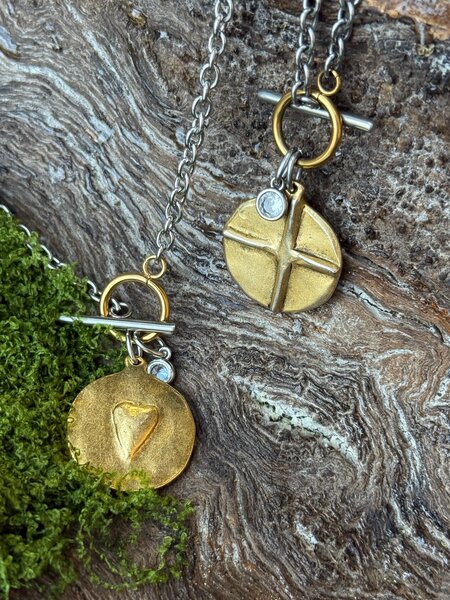 HAND CAST LOVE + JESUS Reversible Necklace