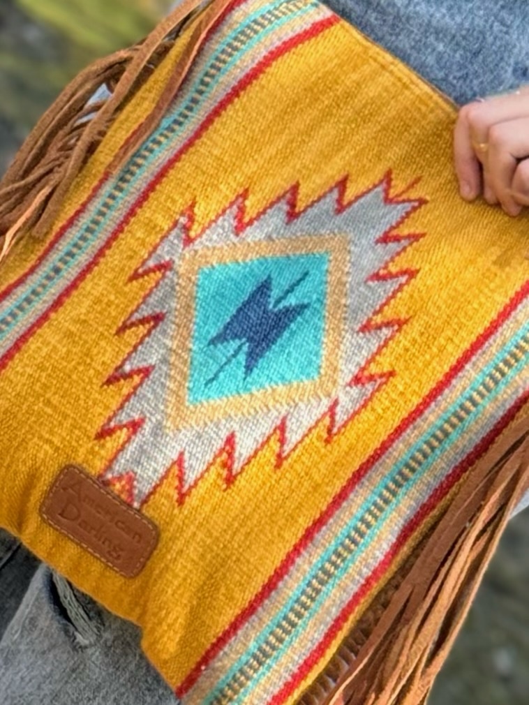 LEATHER & WOOL Hand Tooled Xbody, The GOLDEN HOUR