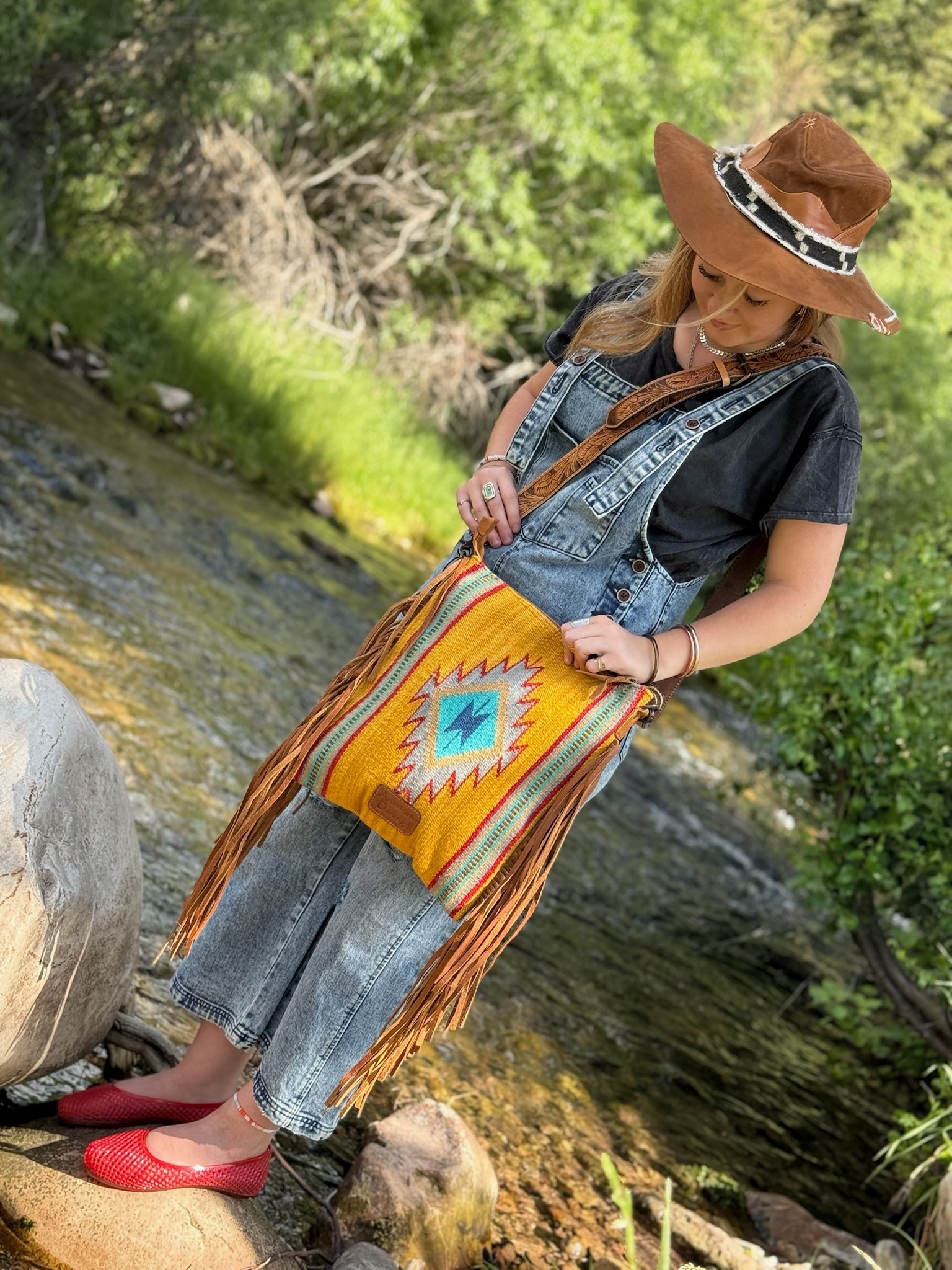 LEATHER & WOOL Hand Tooled Xbody, The GOLDEN HOUR