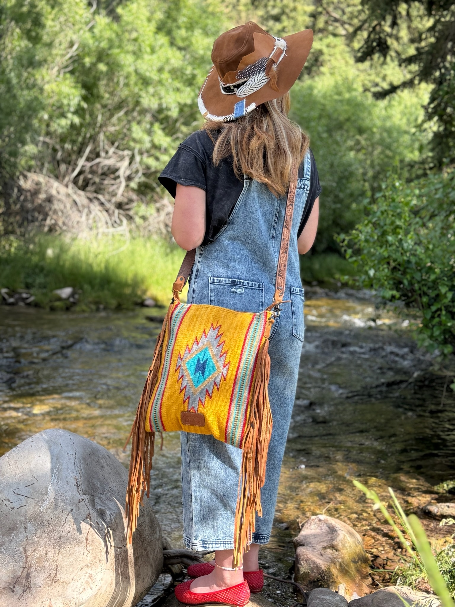 LEATHER & WOOL Hand Tooled Xbody, The GOLDEN HOUR