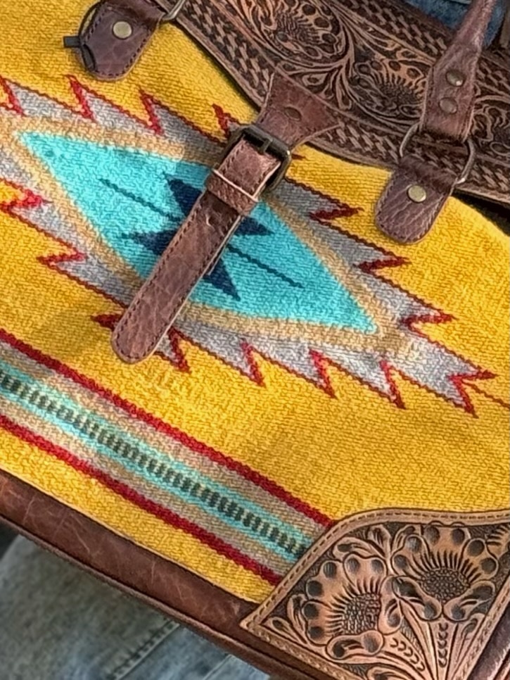 LEATHER & WOOL Hand Tooled Duffel The GOLDEN HOUR LSW