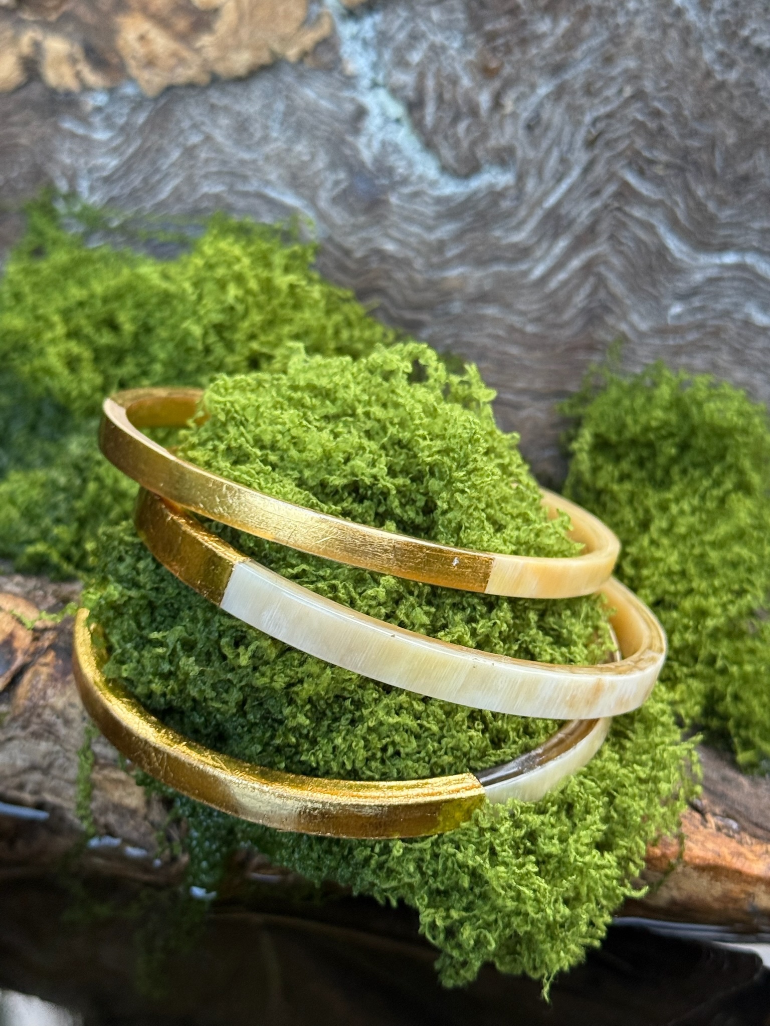 BUFFALO HORN Bangle with Gold or Silver