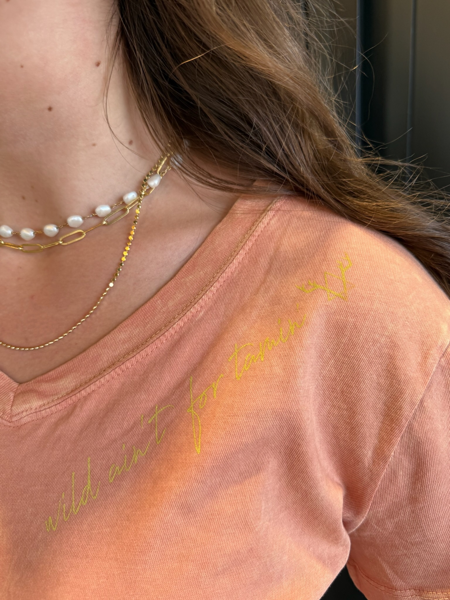 EMBELLISHED BISON V-neck Tshirt