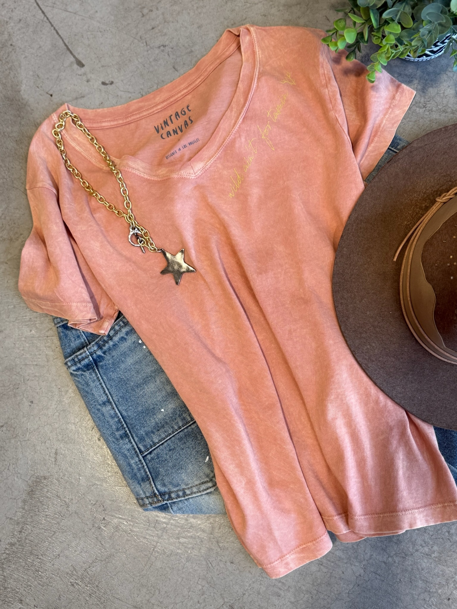 EMBELLISHED BISON V-neck Tshirt