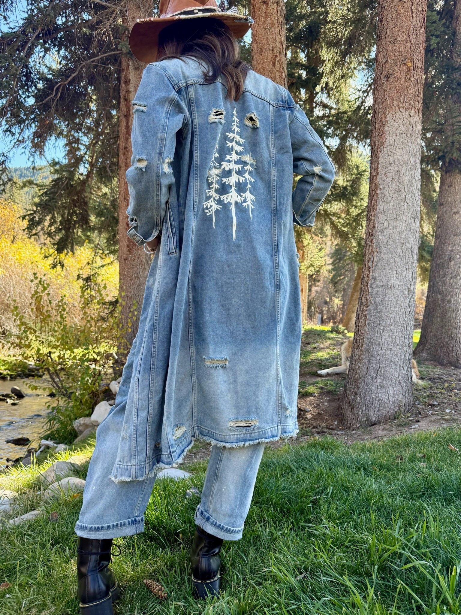 STAR of 89 DISTRESSED DENIM Long Jacket