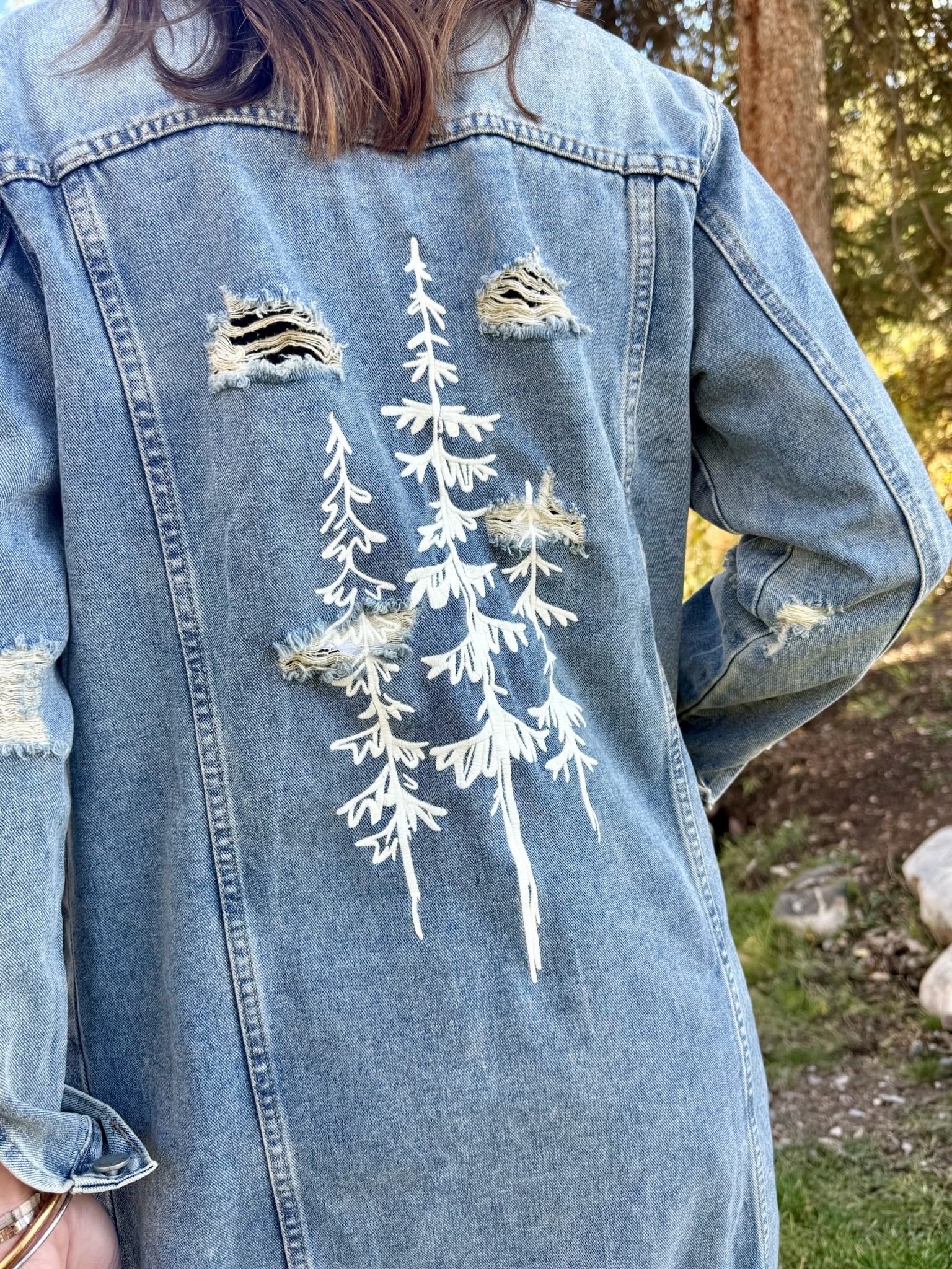 STAR of 89 DISTRESSED DENIM Long Jacket