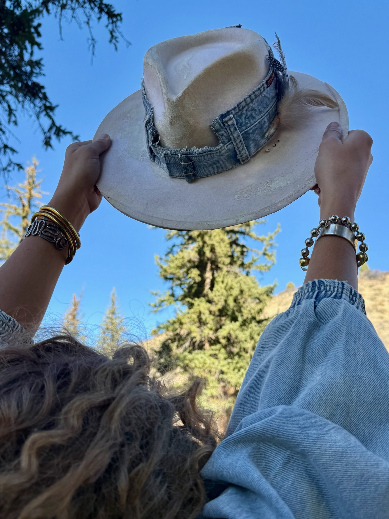 DENIM SKY Leather Hat by Kayla