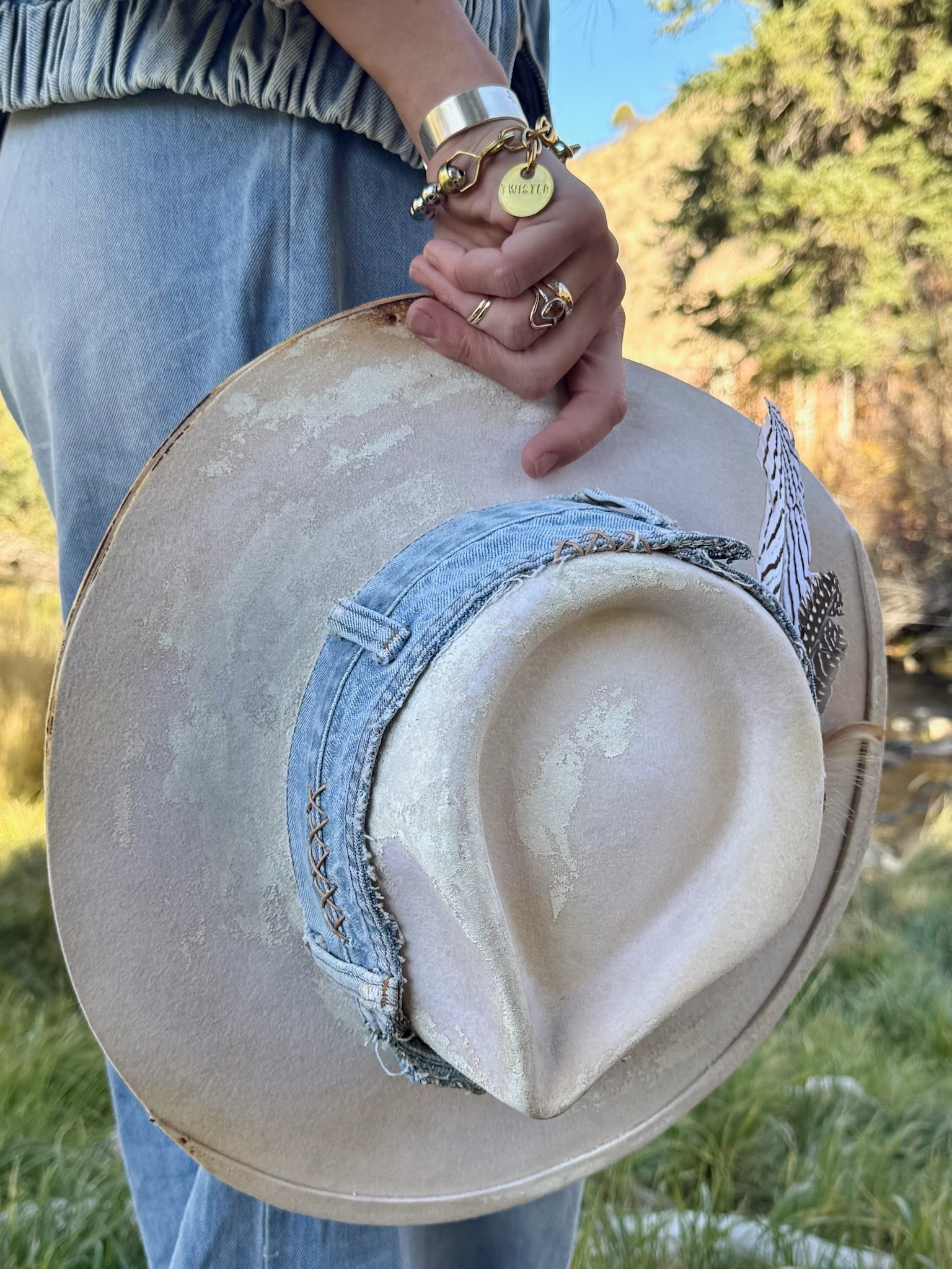 DENIM SKY Leather Hat by Kayla