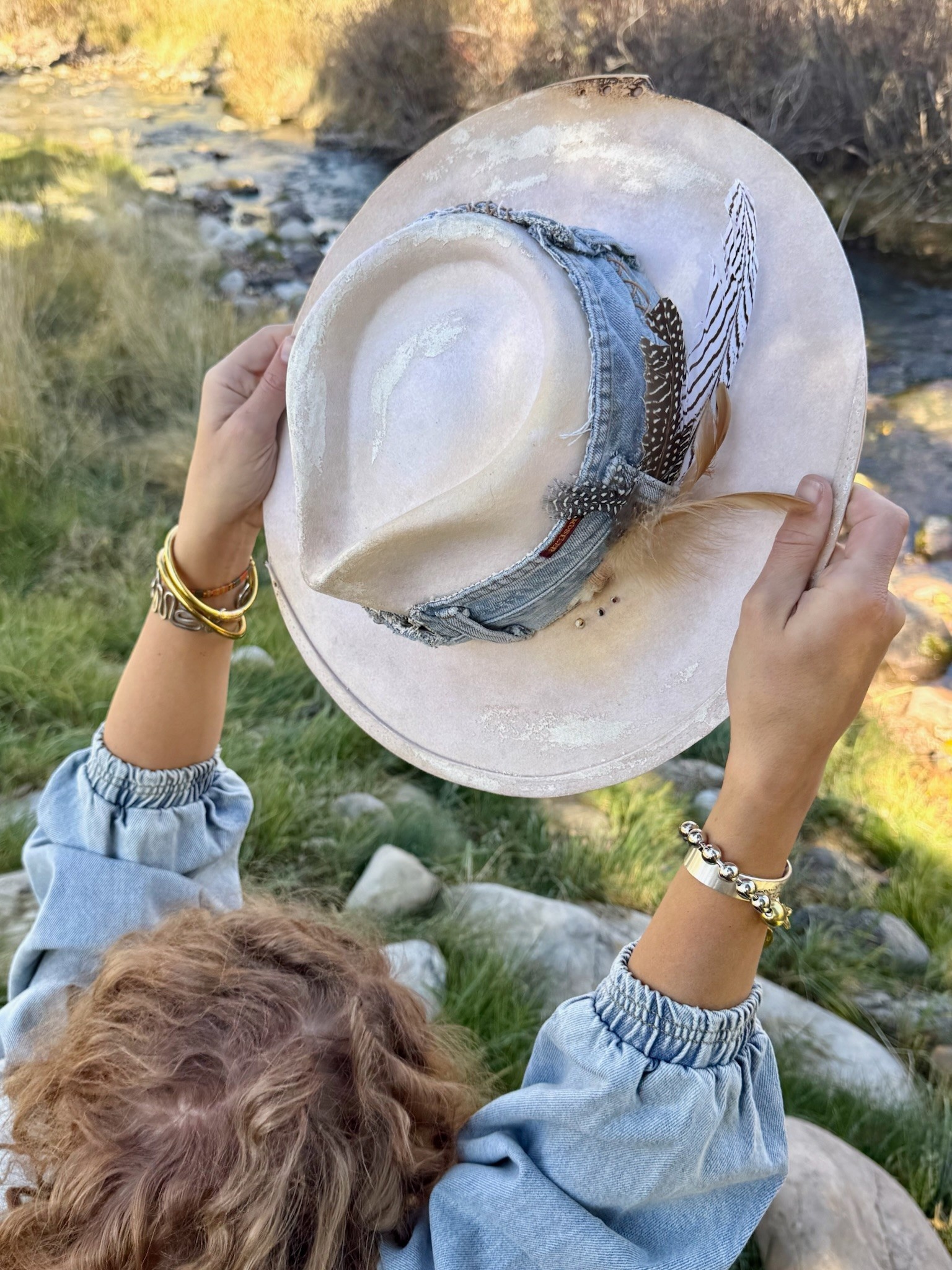 DENIM SKY Leather Hat by Kayla