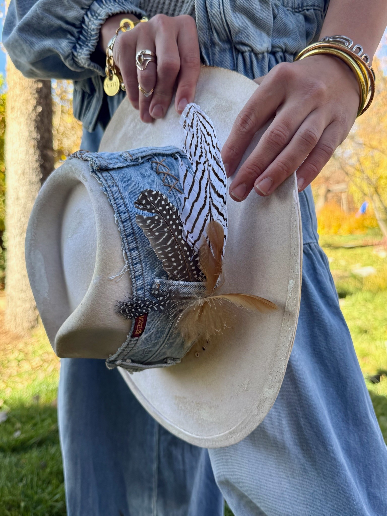 DENIM SKY Leather Hat by Kayla